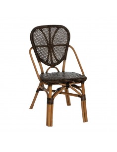 Silla MUKA comedor tropical rústico en ratán y madera