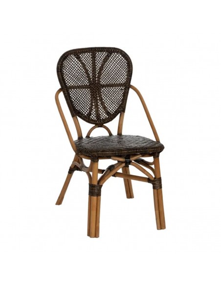 Cadeira de jantar tropical rústica MUKA em rattan e madeira