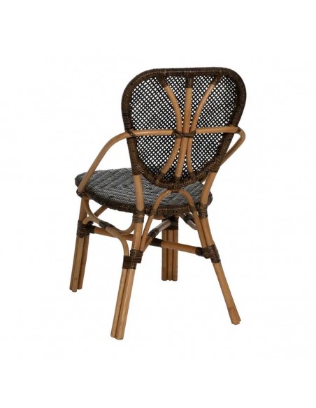 Silla MUKA comedor tropical rústico en ratán y madera