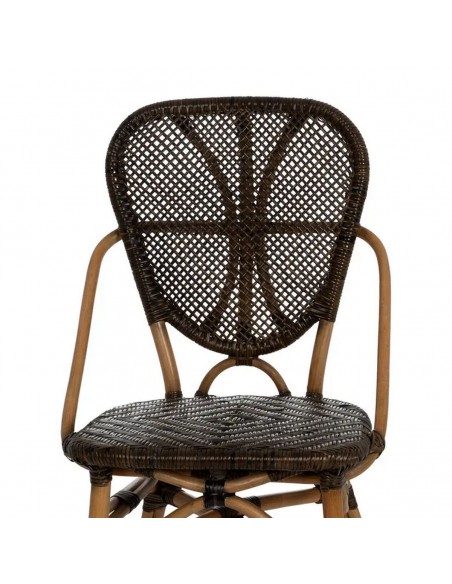 Cadeira de jantar tropical rústica MUKA em rattan e madeira