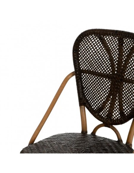 Cadeira de jantar tropical rústica MUKA em rattan e madeira