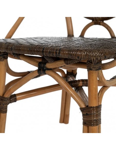 Silla MUKA comedor tropical rústico en ratán y madera