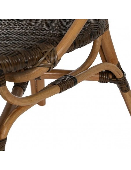 Silla MUKA comedor tropical rústico en ratán y madera