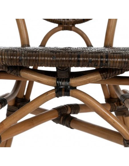 Silla MUKA comedor tropical rústico en ratán y madera