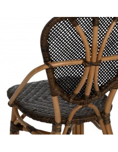 Cadeira de jantar tropical rústica MUKA em rattan e madeira 2