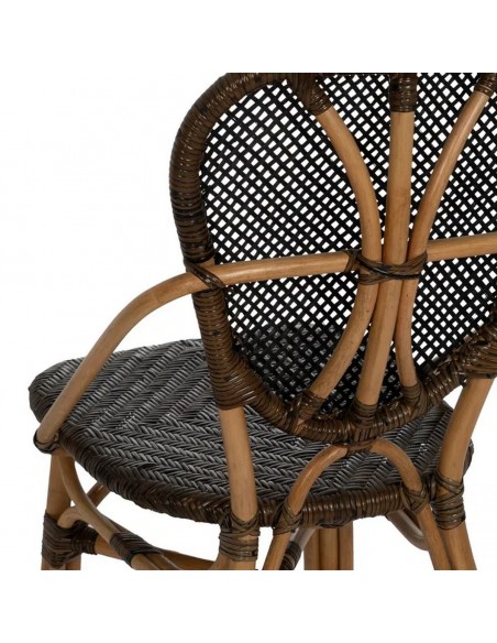 Cadeira de jantar tropical rústica MUKA em rattan e madeira