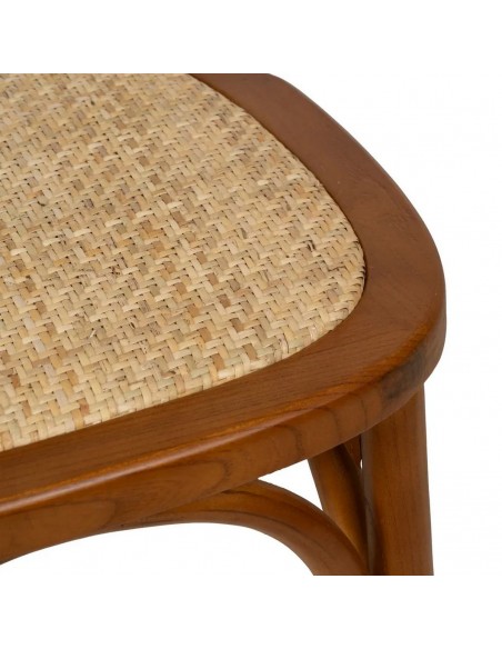 Silla de ratán colonial REXT en madera color miel