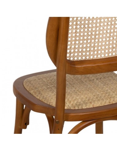 Silla de ratán colonial REXT en madera color miel