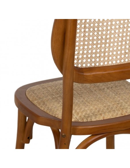 Silla de ratán colonial REXT en madera color miel