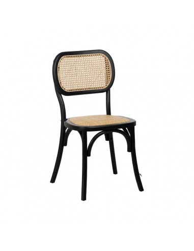 Silla de ratán colonial REXT en madera color negro