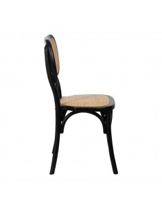 Silla de ratán colonial REXT en madera color negro 2