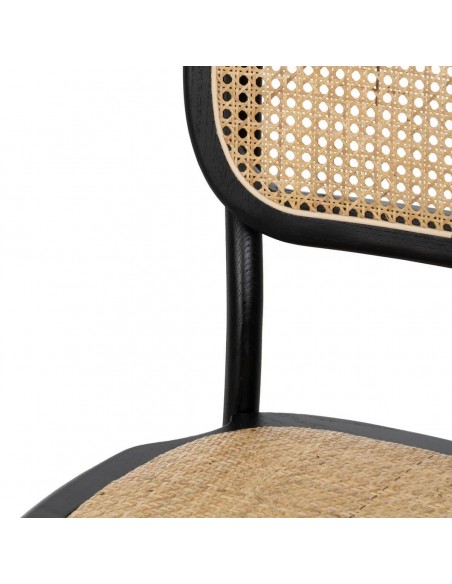 Silla de ratán colonial REXT en madera color negro