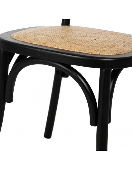 Silla de ratán colonial REXT en madera color negro