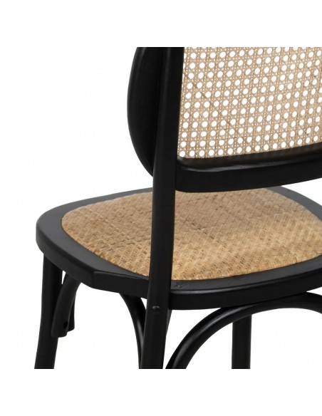 Silla de ratán colonial REXT en madera color negro