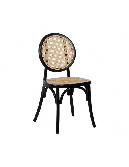 Silla medallón Thonet de Ratán madera color negro