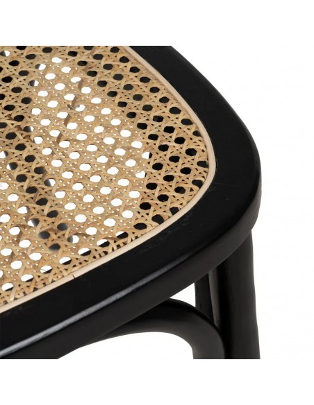 Silla medallón Thonet de Ratán madera color negro