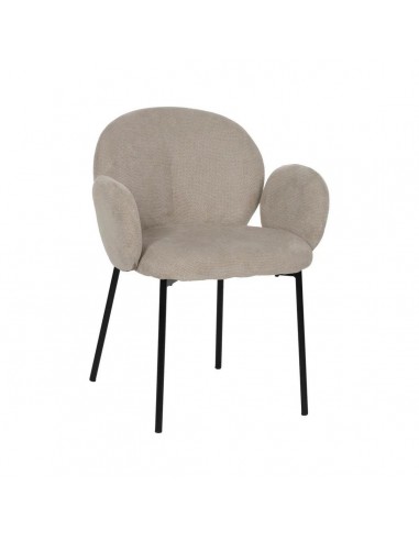 Silla de comedor NELIDA tapizada en beige con patas metálicas negras