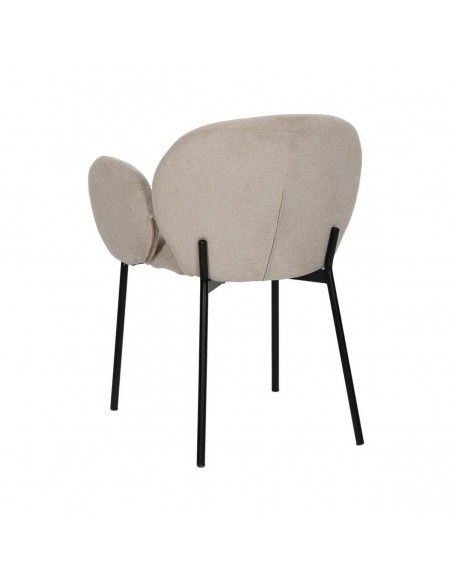 Silla de comedor NELIDA tapizada en beige con patas metálicas negras
