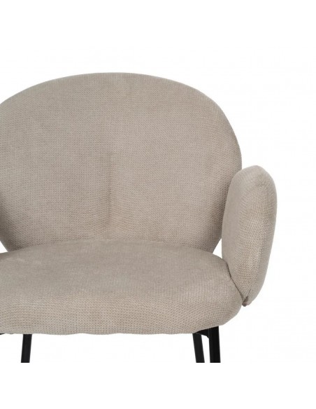 Silla de comedor NELIDA tapizada en beige con patas metálicas negras