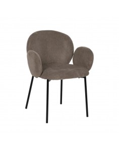 Silla de comedor NELIDA tapizada en taupe con patas...