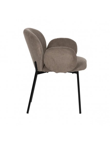 Cadeira de jantar NELIDA estofada em taupe com pernas de metal preto