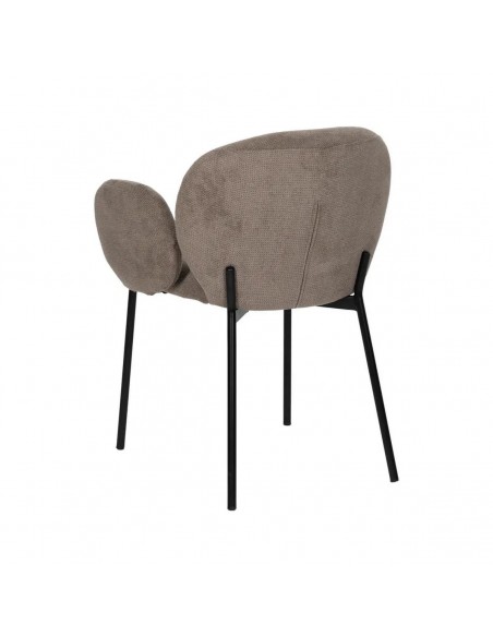 Cadeira de jantar NELIDA estofada em taupe com pernas de metal preto
