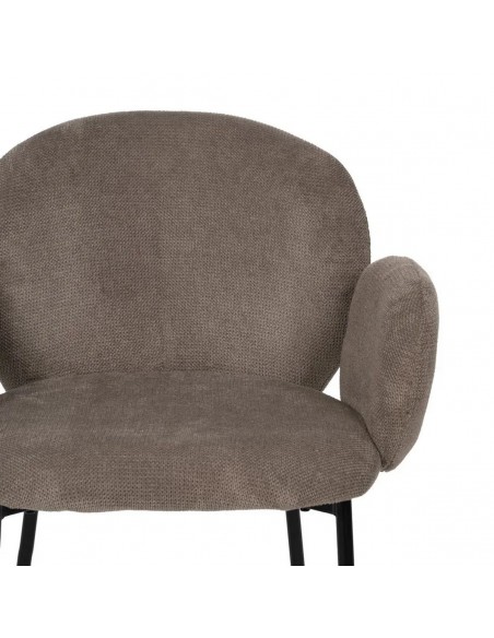 Silla de comedor NELIDA tapizada en taupe con patas metálicas negras