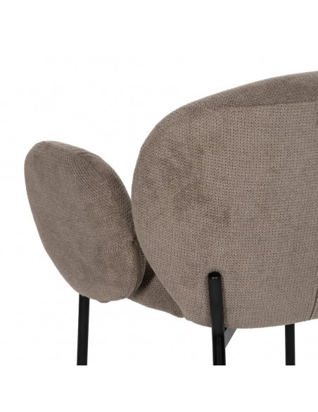 Silla de comedor NELIDA tapizada en taupe con patas metálicas negras