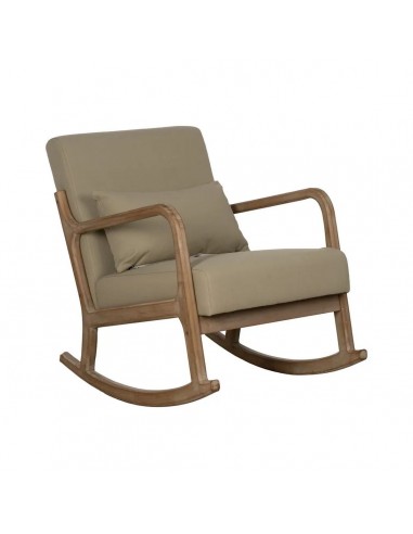 Mecedora Japandi MALIA en madera natural y tapizado beige