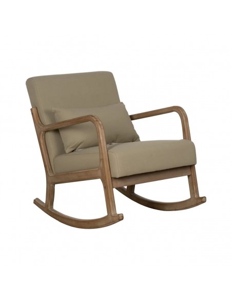 Mecedora Japandi MALIA en madera natural y tapizado beige