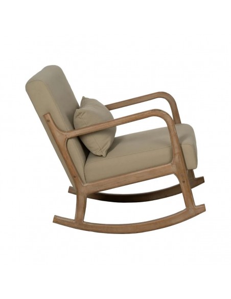 Mecedora Japandi MALIA en madera natural y tapizado beige