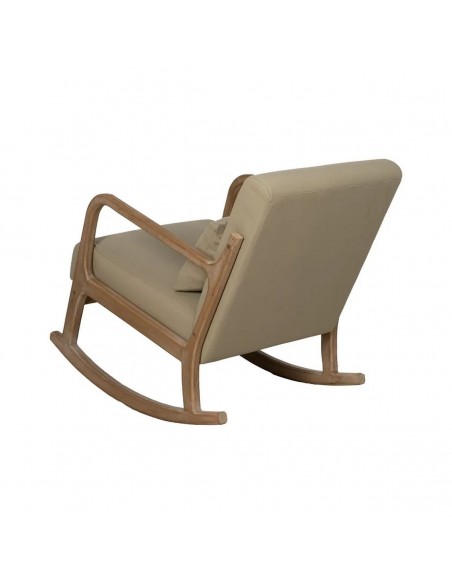 Mecedora Japandi MALIA en madera natural y tapizado beige