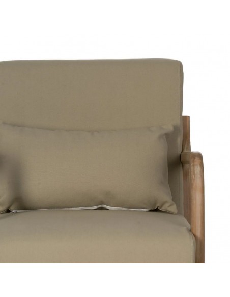 Mecedora Japandi MALIA en madera natural y tapizado beige