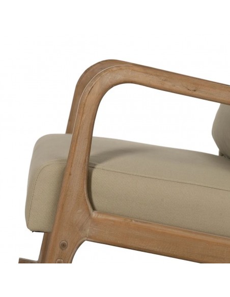 Mecedora Japandi MALIA en madera natural y tapizado beige