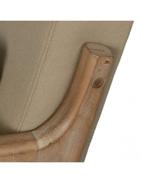 Mecedora Japandi MALIA en madera natural y tapizado beige