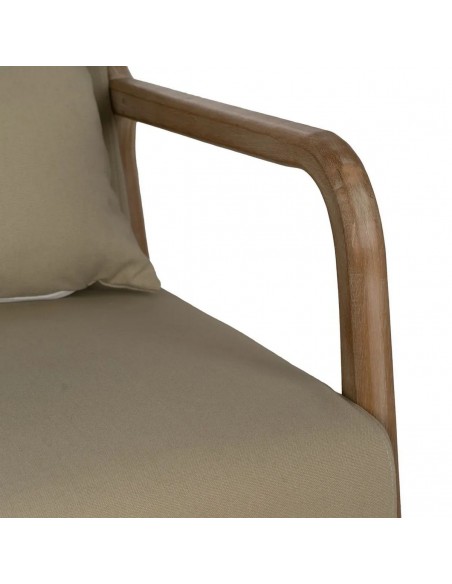 Mecedora Japandi MALIA en madera natural y tapizado beige