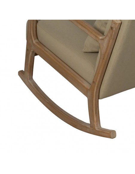 Mecedora Japandi MALIA en madera natural y tapizado beige