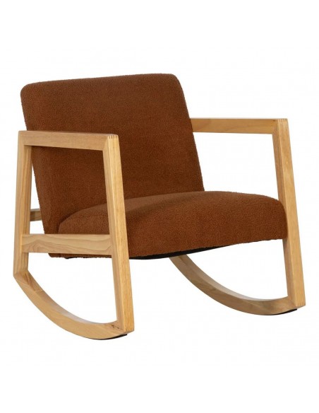 Mecedora JAPANDI AMBRA de madera natural y tapizado marrón