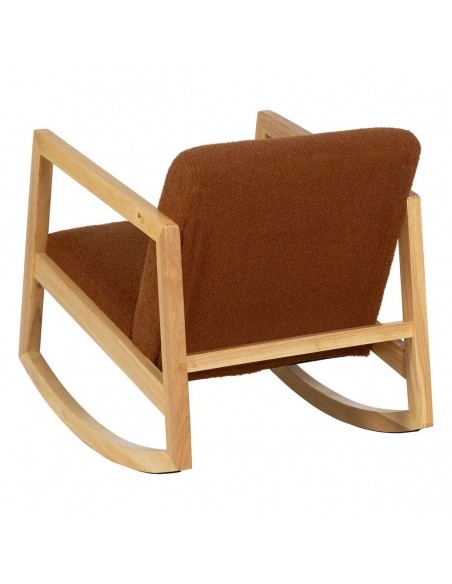 Mecedora JAPANDI AMBRA de madera natural y tapizado marrón