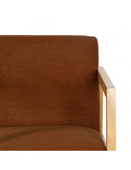 Mecedora JAPANDI AMBRA de madera natural y tapizado marrón