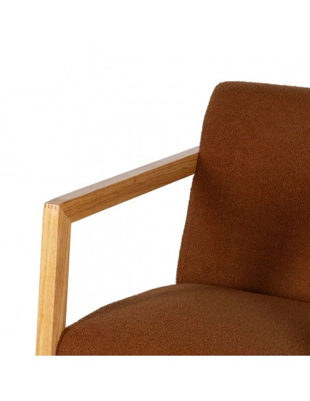 Mecedora JAPANDI AMBRA de madera natural y tapizado marrón