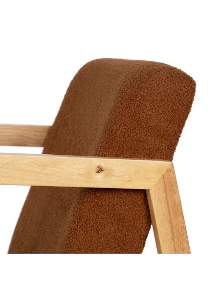 Mecedora JAPANDI AMBRA de madera natural y tapizado marrón
