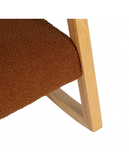 Mecedora JAPANDI AMBRA de madera natural y tapizado marrón