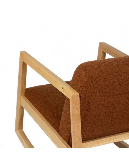 Mecedora JAPANDI AMBRA de madera natural y tapizado marrón