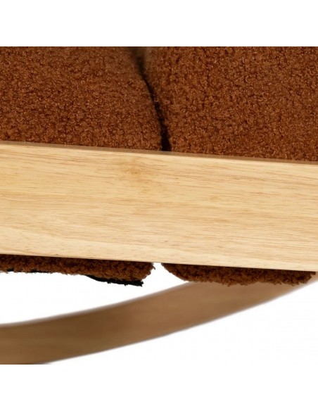 Mecedora JAPANDI AMBRA de madera natural y tapizado marrón