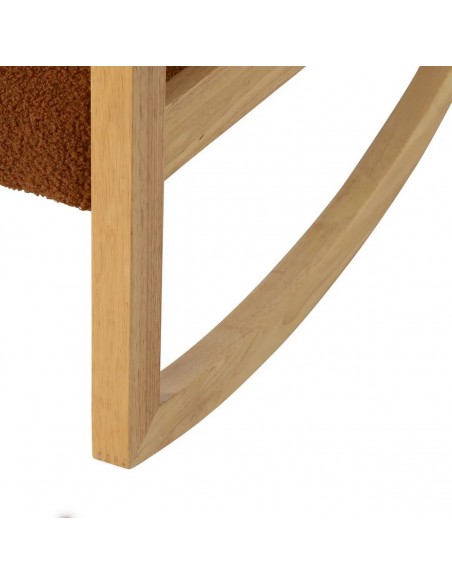 Mecedora JAPANDI AMBRA de madera natural y tapizado marrón
