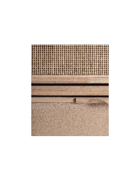 Zapatero WEURTZ de ratán y madera de Fresno Marrón Claro