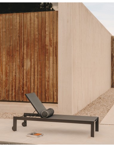 Tumbona CANUT de aluminio y textilene gris oscuro