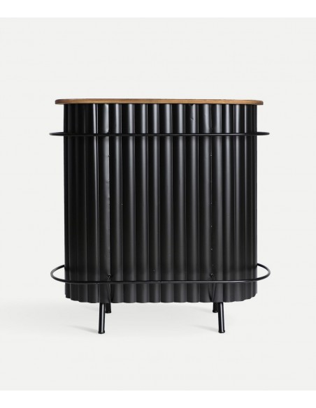 Balcão de Bar MEYSSE em Madeira de Carvalho e Ferro Preto