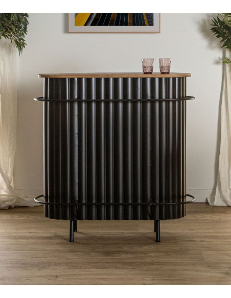 Barra Bar MEYSSE de Madera de Roble y Hierro Negro